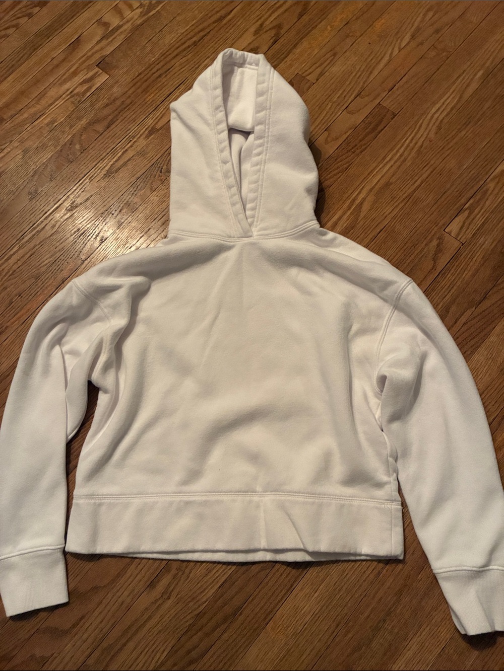 Zara White Cropped Hooded Sweatshirt